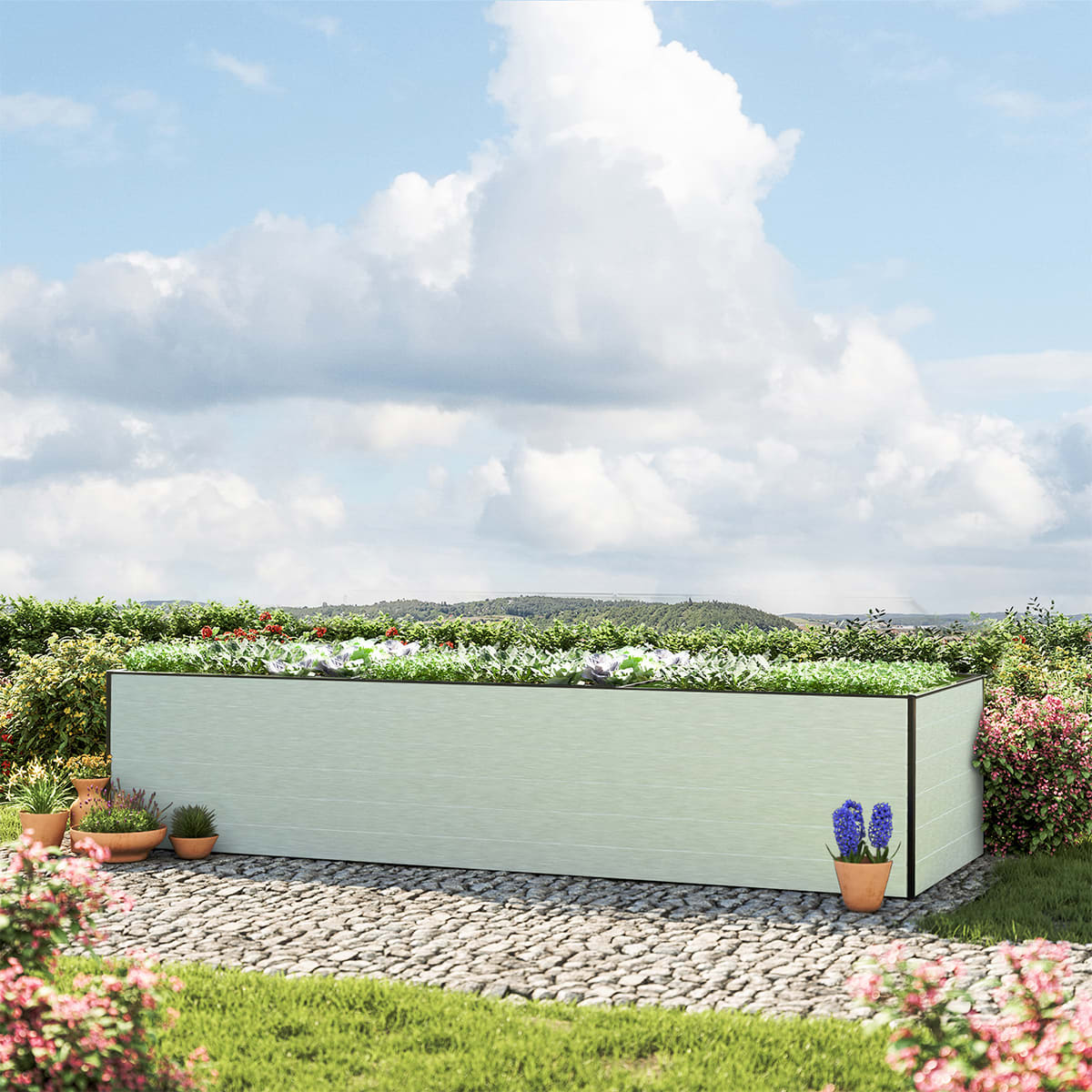 351 x 150 x 77 cm Hochbeet, Aluminium eloxiert - (GFPV00399)