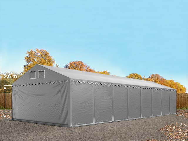 5x20 m Lagerzelt, PVC-Plane, grau, mit Bodenrahmen, mit Statik (Betonuntergrund) - (49874) Image