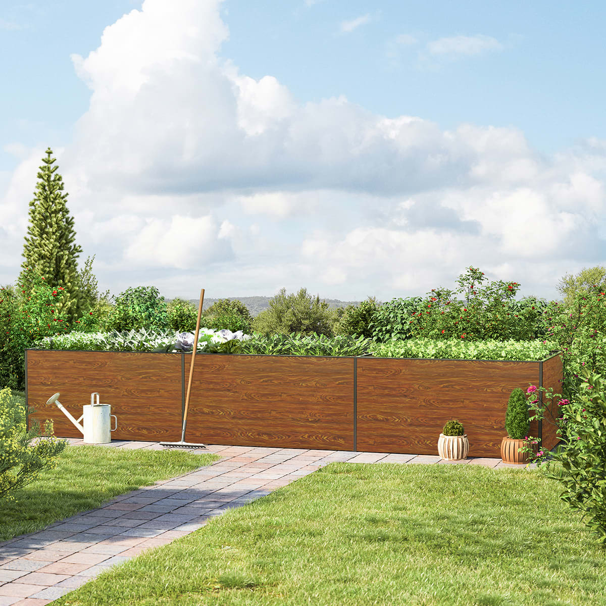 444 x 119 x 77 cm Hochbeet, Holzoptik - (GFPV00426) Image