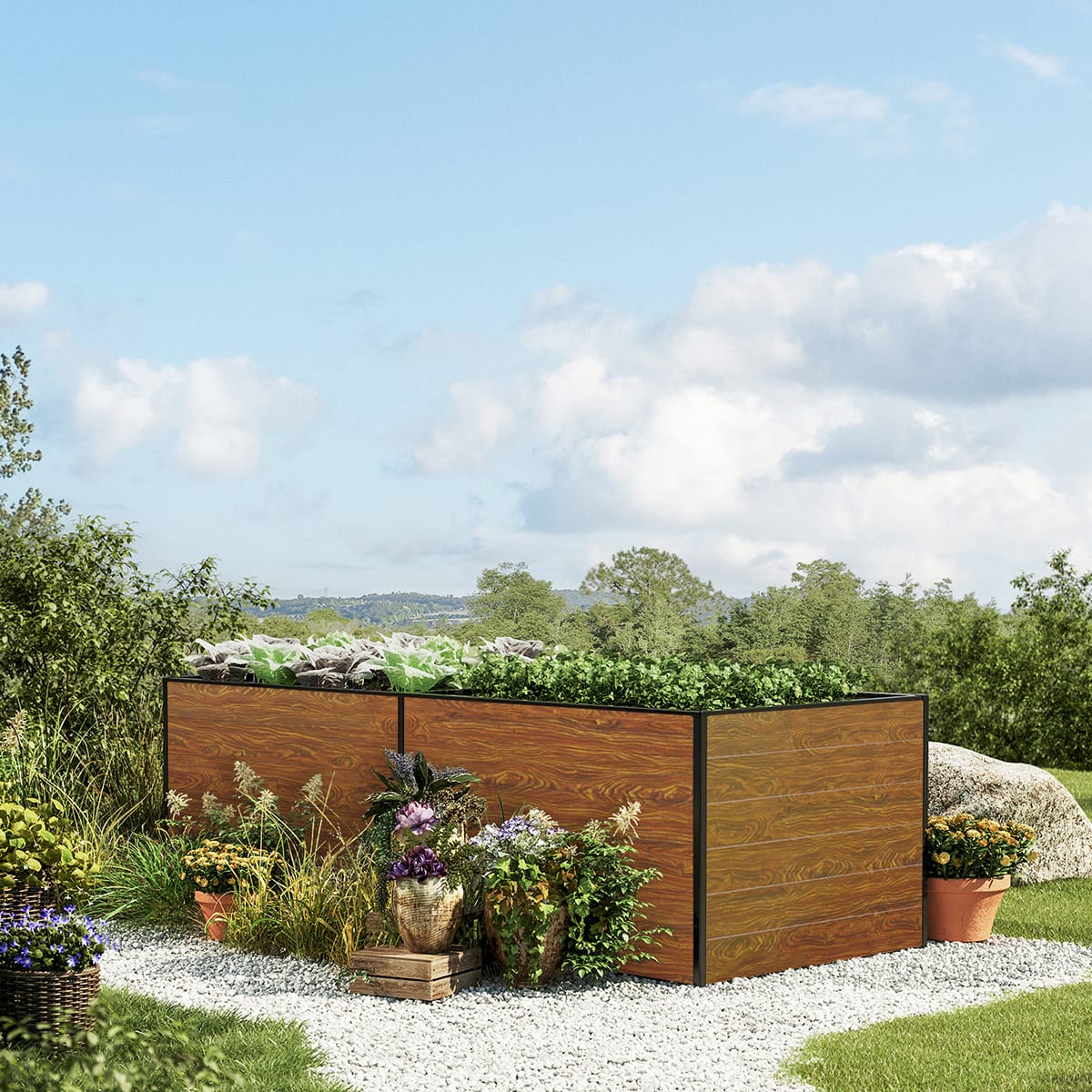 235 x 150 x 77 cm Hochbeet, Holzoptik - (GFPV00366) Image