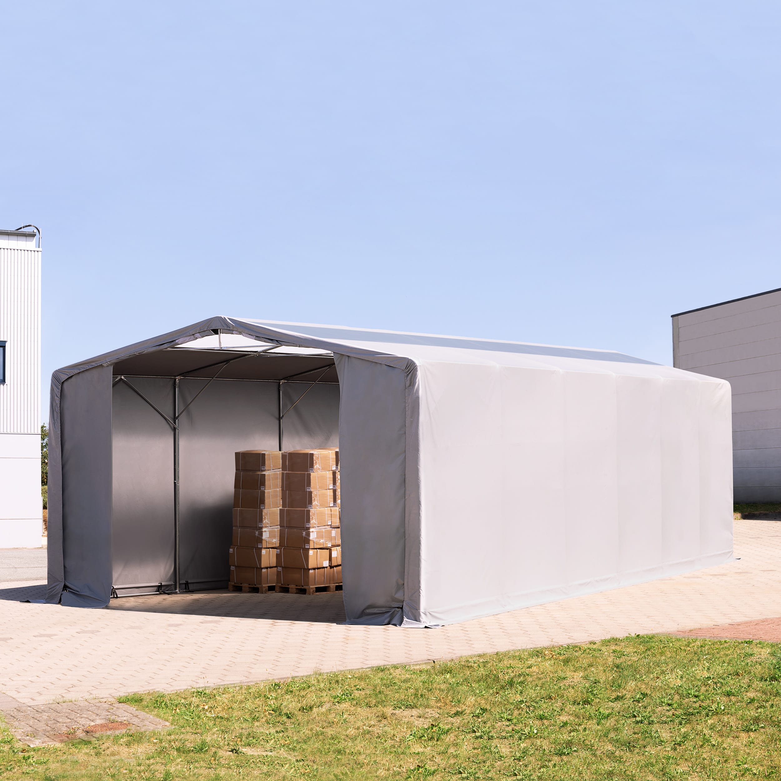 8x12m Zelthalle, PRIMEtex-Plane, grau, ohne Statik - (80022) Image