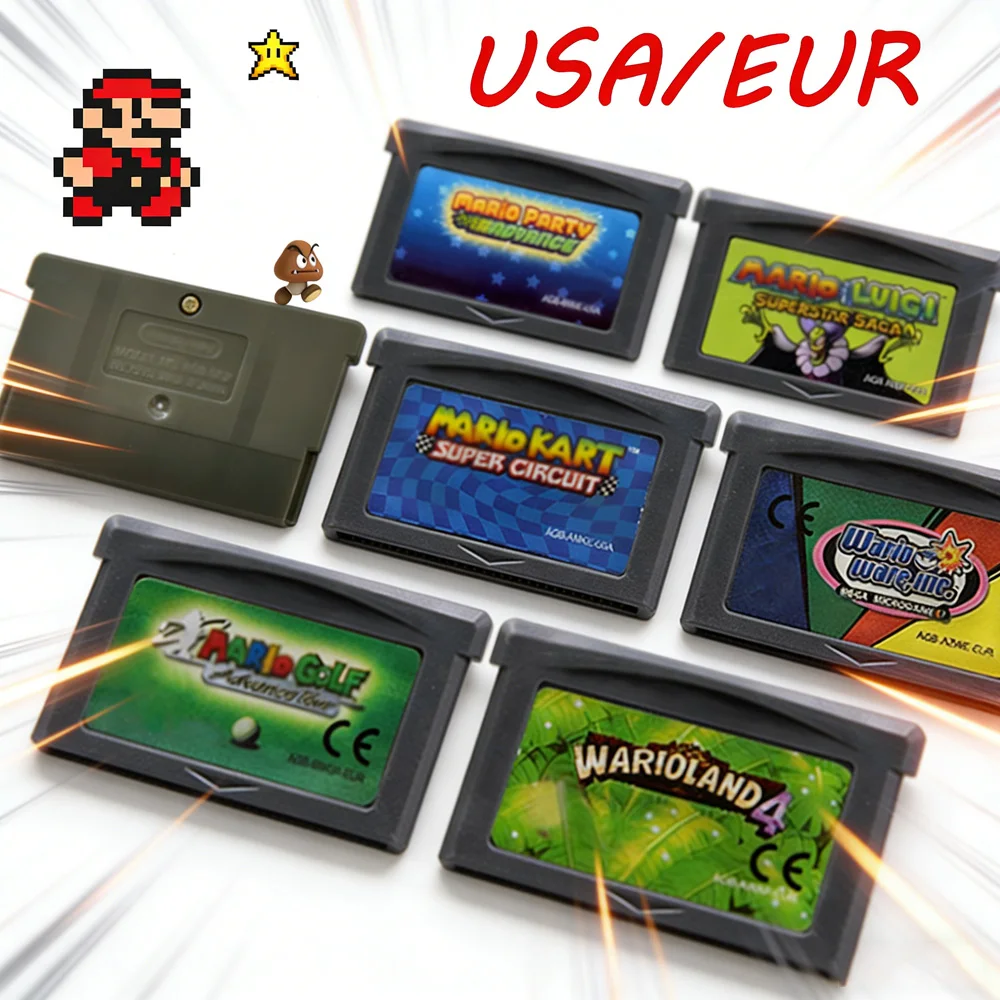 GBA Game Cartridge 32 Bit Video Game Console Card Series Super Advance Super Bros Kart