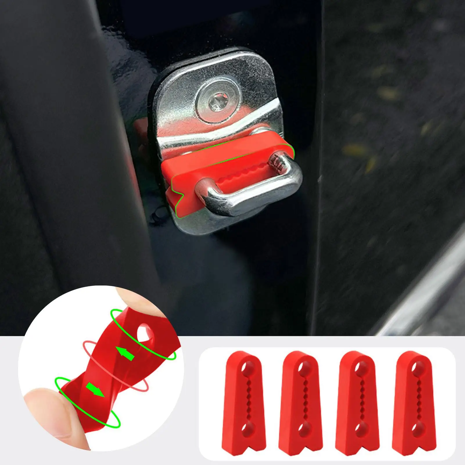 Autotür-Stoßdämpfer-Pads 4 Stück Universelle Autotürschloss-Silikonabdeckung Geräuschreduzierung bei Türschließung Anti-Kollisions-Abdeckung ﻿ Image