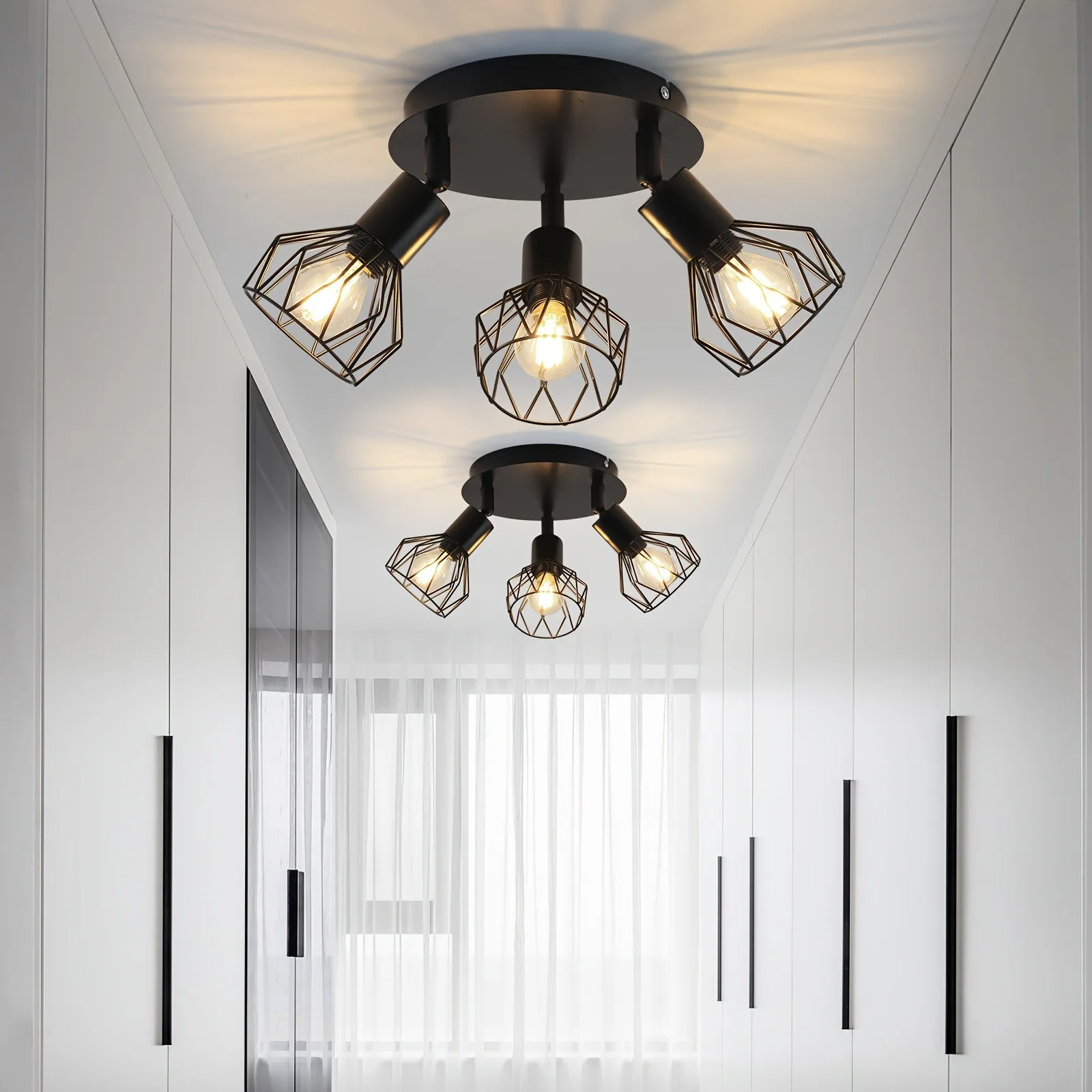 LED-Deckenstrahler 3/4/6 Glühbirne rund Schwarz 350 ° Deckenstrahler E14 Deckenleuchte Strahler Drehbarer Deckenstrahler