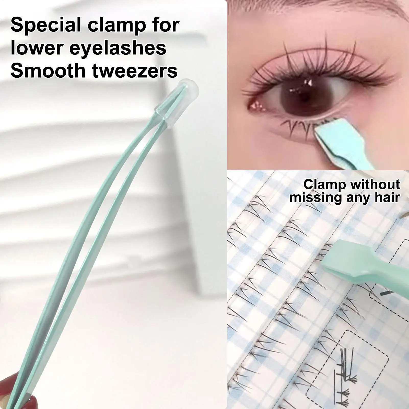 Untere Wimpernpinzette aus Edelstahl, Wimperncluster-Applikator, Wimpernapplikator-Werkzeug für Reisen und Salons zum Trennen von Wimpern Image