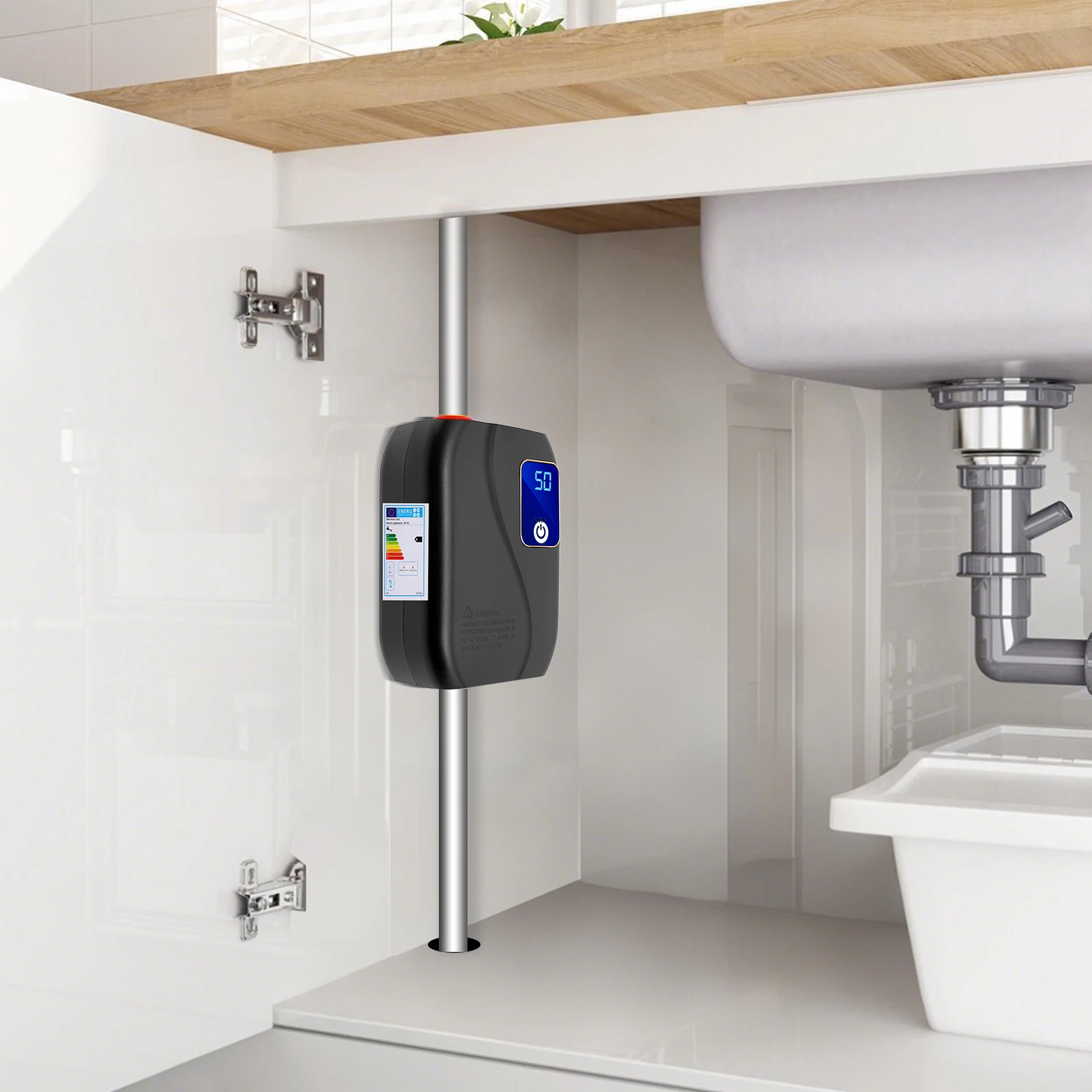 3500 W elektrischer Warmwasserbereiter, Warmwasserbereiter, Boiler, sofort heiß, für Familienküchen, Badezimmer 77–122 ° F Image