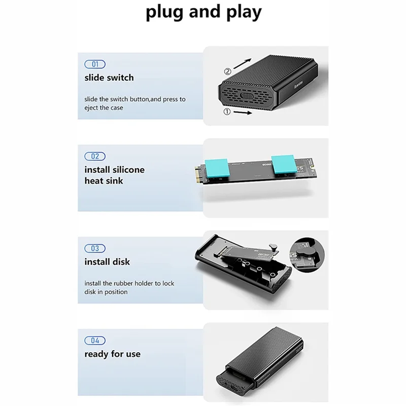 Superior-USB 4.0 40 Gbit/s M.2 Nvme SSD-Gehäuse für Thunderbolt 4/3 USB 3.2/3.1/3.0 ASM2464 Externes Festplattengehäuse für PC Image