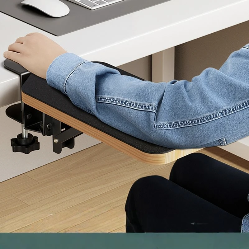 Armlehne für Computertisch, Mauspad 90 ° /180 ° Verstellbare, klappbare Schreibtisch-Armlehne, Handgelenkstütze aus Holz zum Tippen Image
