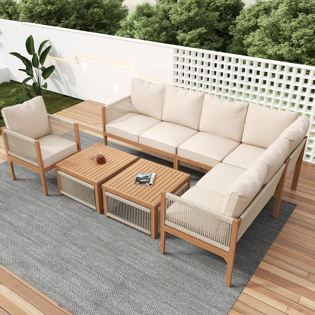 Mobilier de jardin, ensemble salon de jardin pour 7-8 personnes. Ensemble de meubles d