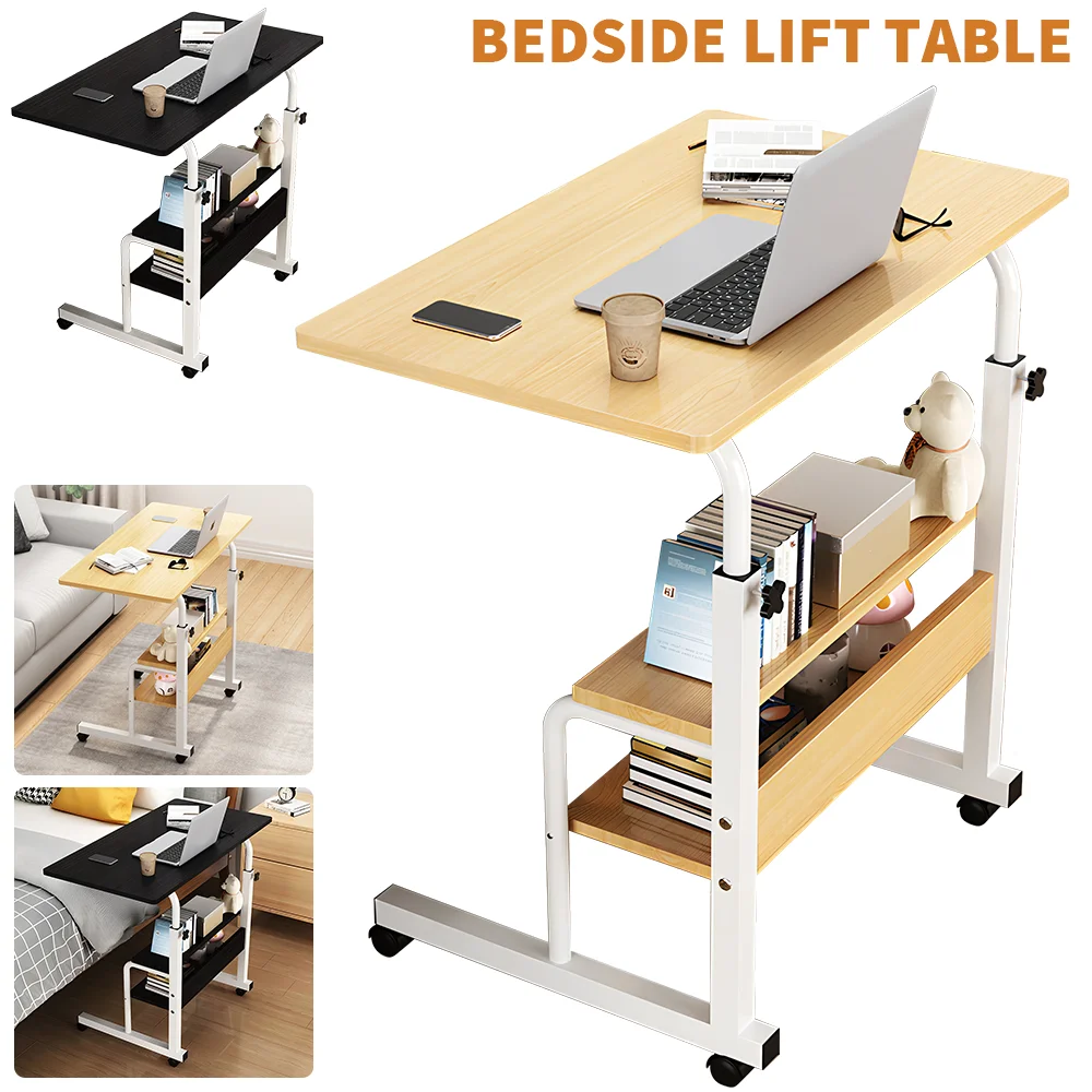 Verstellbarer Laptop-Tisch mit Rollen Beweglicher Nachttisch-Computertisch Höhenverstellbarer Computertisch Schlafzimmer Büro Tragbarer Studiertisch