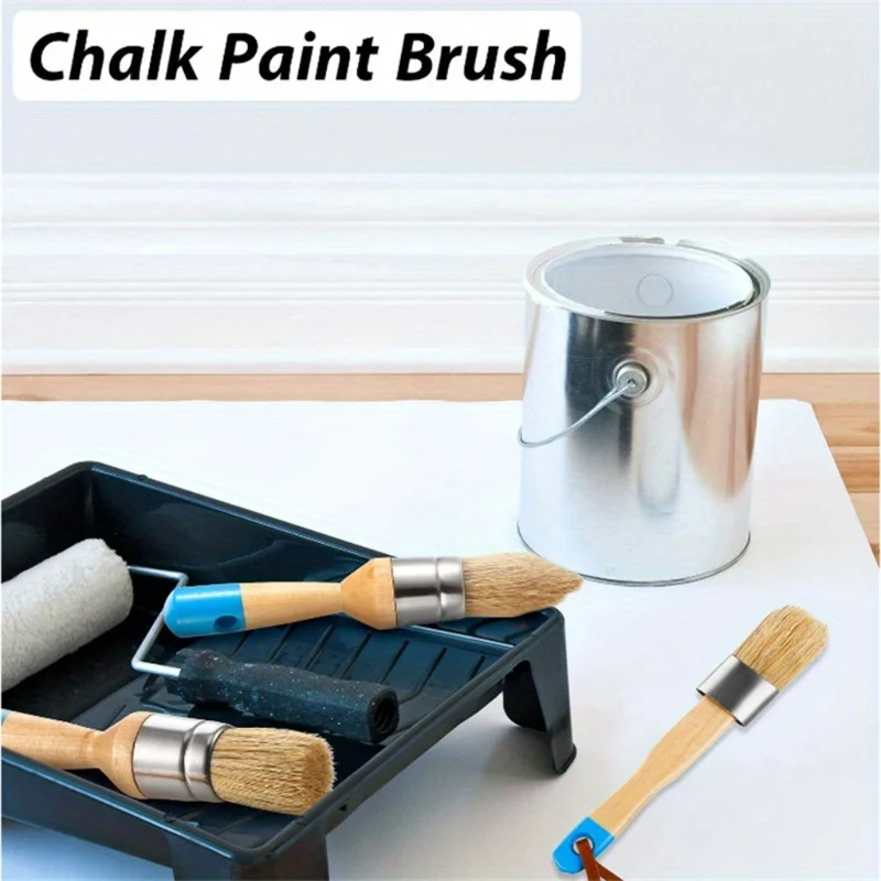 3-teiliges Set Ergonomische Kreide-Wachs-Malpinsel Möbel DIY Mal- und Wachswerkzeug Borsten-Schablonenpinsel Image