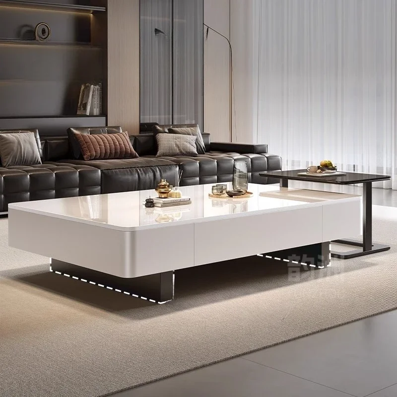 Italienische nordische Couchtische, Holz, rechteckig, Premium-Aufbewahrungs-Couchtisch, Wohnzimmer, luxuriöse ästhetische Mesas Bajas Terrassenmöbel