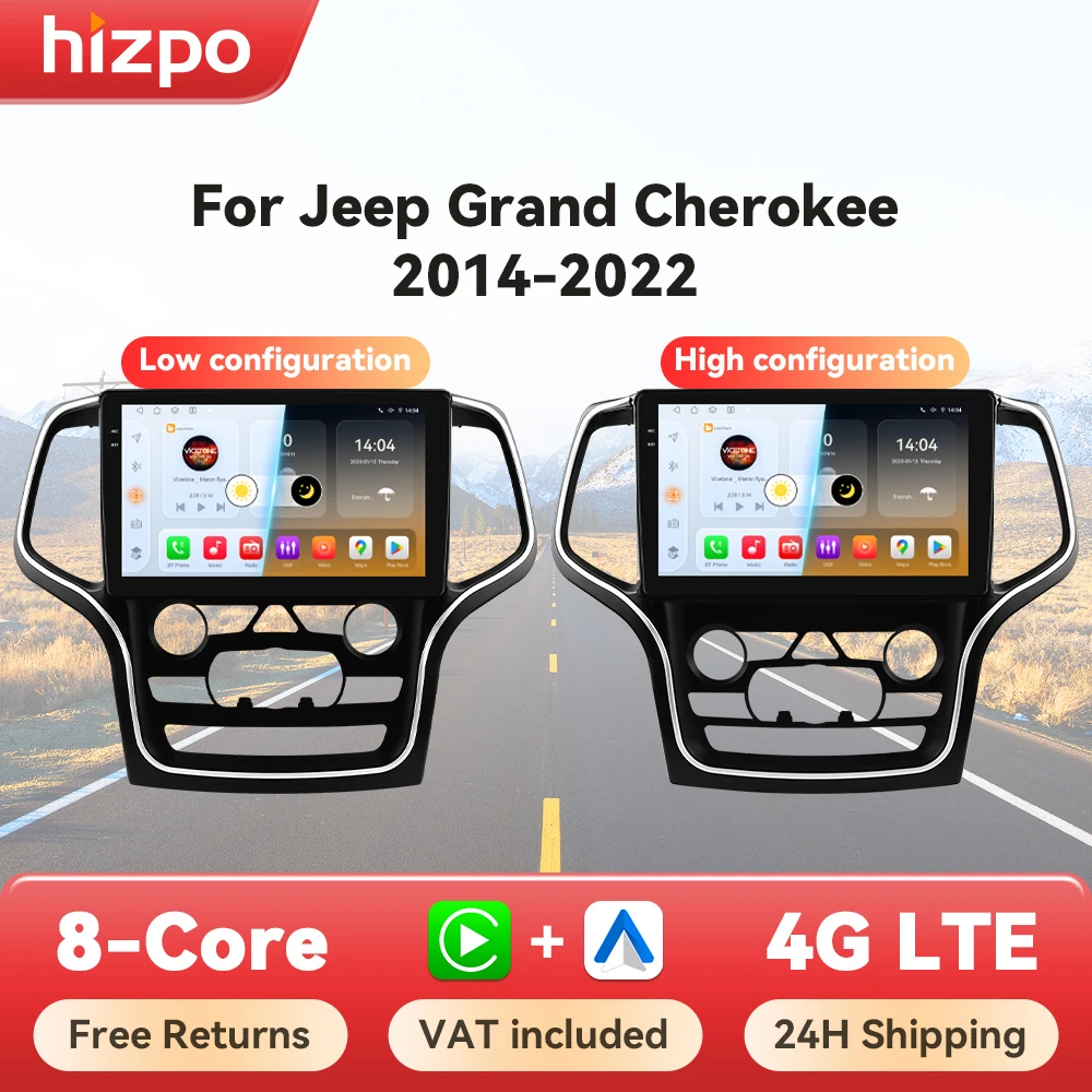 Hizpo für Jeep Grand Cherokee WK2 2014-2022 Autoradio Navigation GPS Multimedia-Player Android Auto Stereo Bluetooth Carplay Image