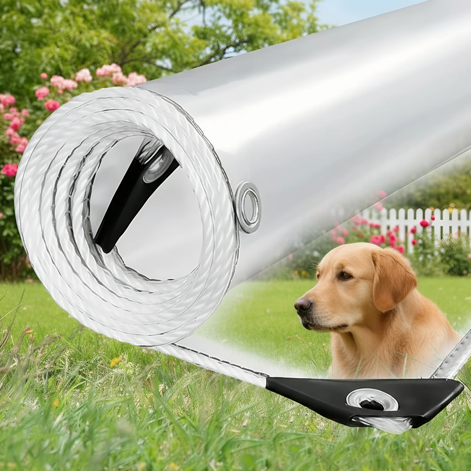 Durchsichtige PVC-Plane, wasserdicht, mit rostfreien Ösen, 0,2 mm, transparente Plane, Regenschutz für Terrasse, Pavillon, Gartenmöbel