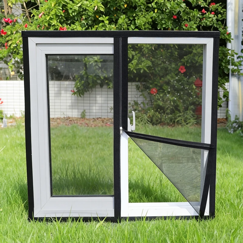 Schwarzes Reißverschluss-Fenstergitter | Fenster öffnen ohne Entfernen, Insektenschutz mit Luftzirkulation | Praktisch für den Heimgebrauch