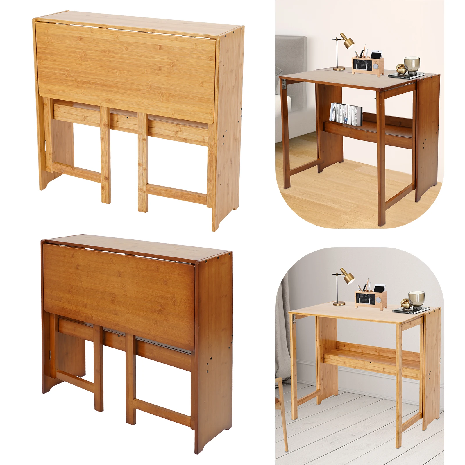 Multifunktionaler zusammenklappbarer Laptop-Schreibtisch für Zuhause, Büromöbel, Haushaltsschreibtisch mit Stauraum, faltbarer kompakter Schreibtisch Image