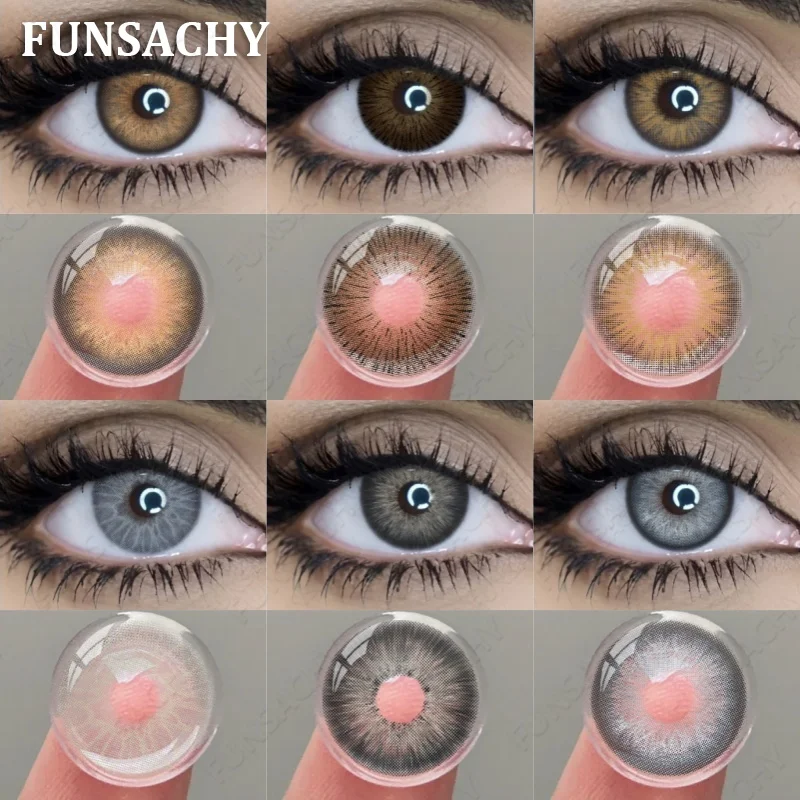 FUNSACHY 1 Paar farbige Kontaktlinsen für Augen, braune Farblinsen, blaue Augen, Kontakt-Make-up, Schönheit, farbige Pupillen, graue natürliche Linsen Image