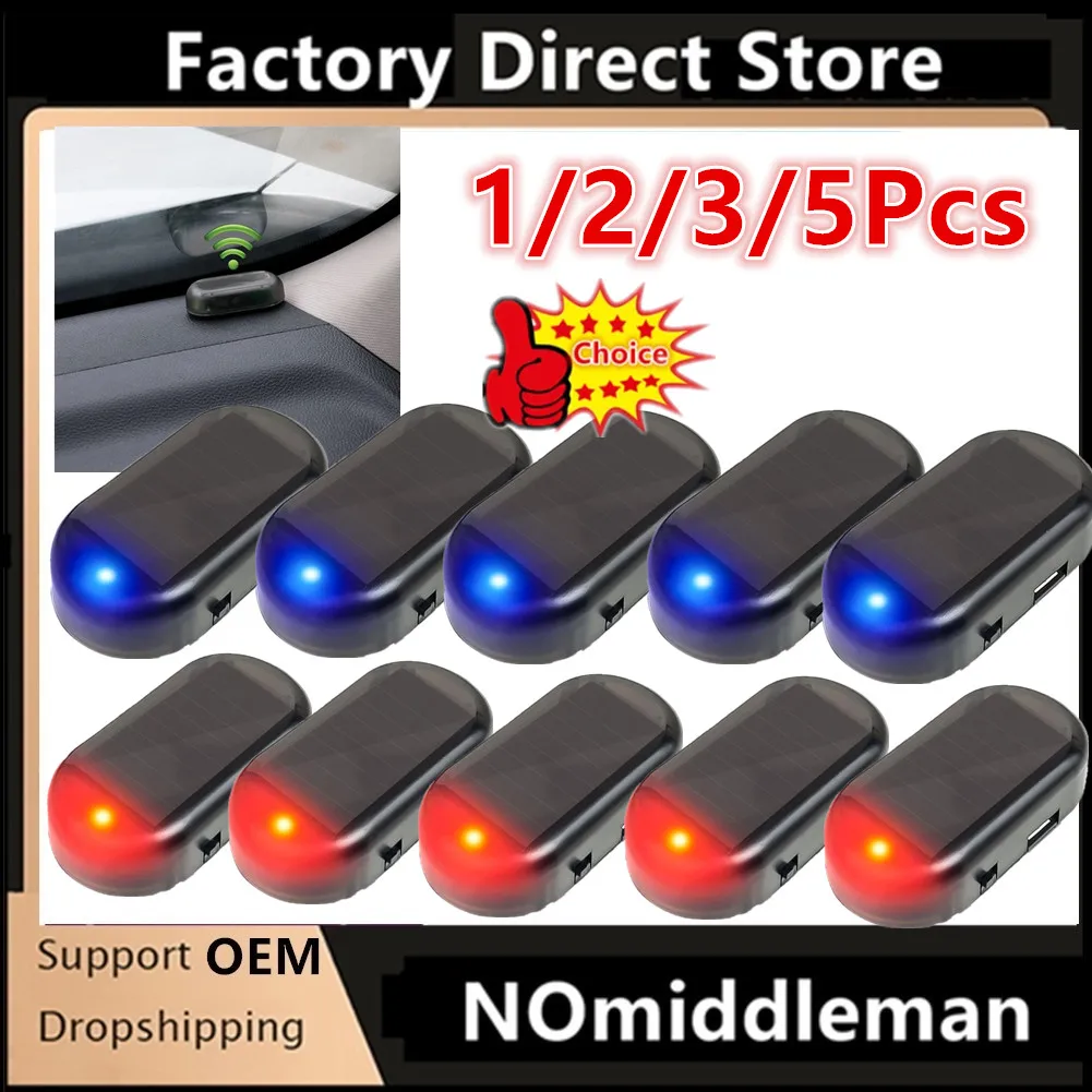 1/2/3/5X Auto Gefälschte Sicherheit Licht Solar Powered Simulierte Dummy Alarm Drahtlose Warnung Anti-Diebstahl Vorsicht Lampe LED Blinklicht Image