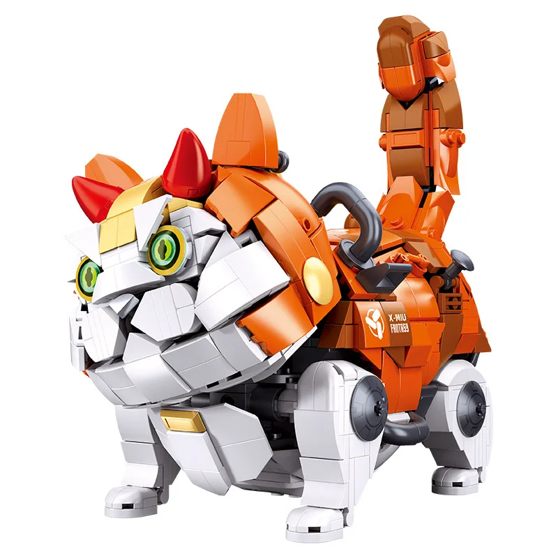Mechanische Katzenbausteinserie, kreative MOC-Bausteinmodell-Ornamente, Geschenke, Lernspielzeug für Kinder und Erwachsene Image