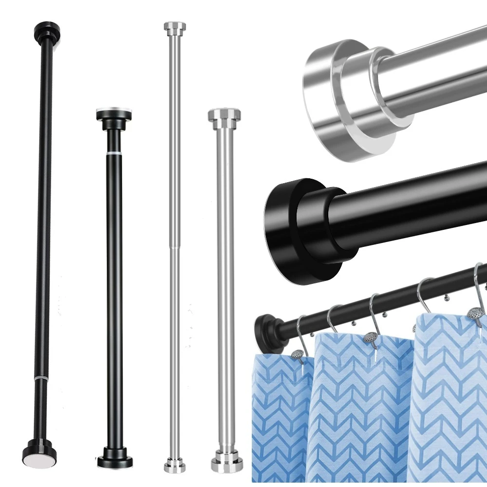 Edelstahl-Duschvorhangstange Verstellbare Federspannstangen Ohne Bohren für Badezimmer Schrank Fenster Raumteiler Vorhangstange
