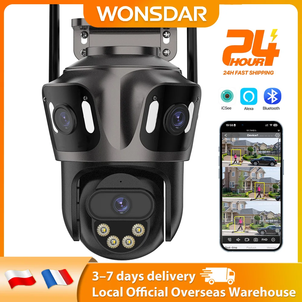 WONSDAR PTZ IP Kamera WiFi Outdoor Video Überwachung CCTV Kamera Drei Bildschirm Auto Tracking Ful HD Audio Farbe Vision ICSEE APP Image