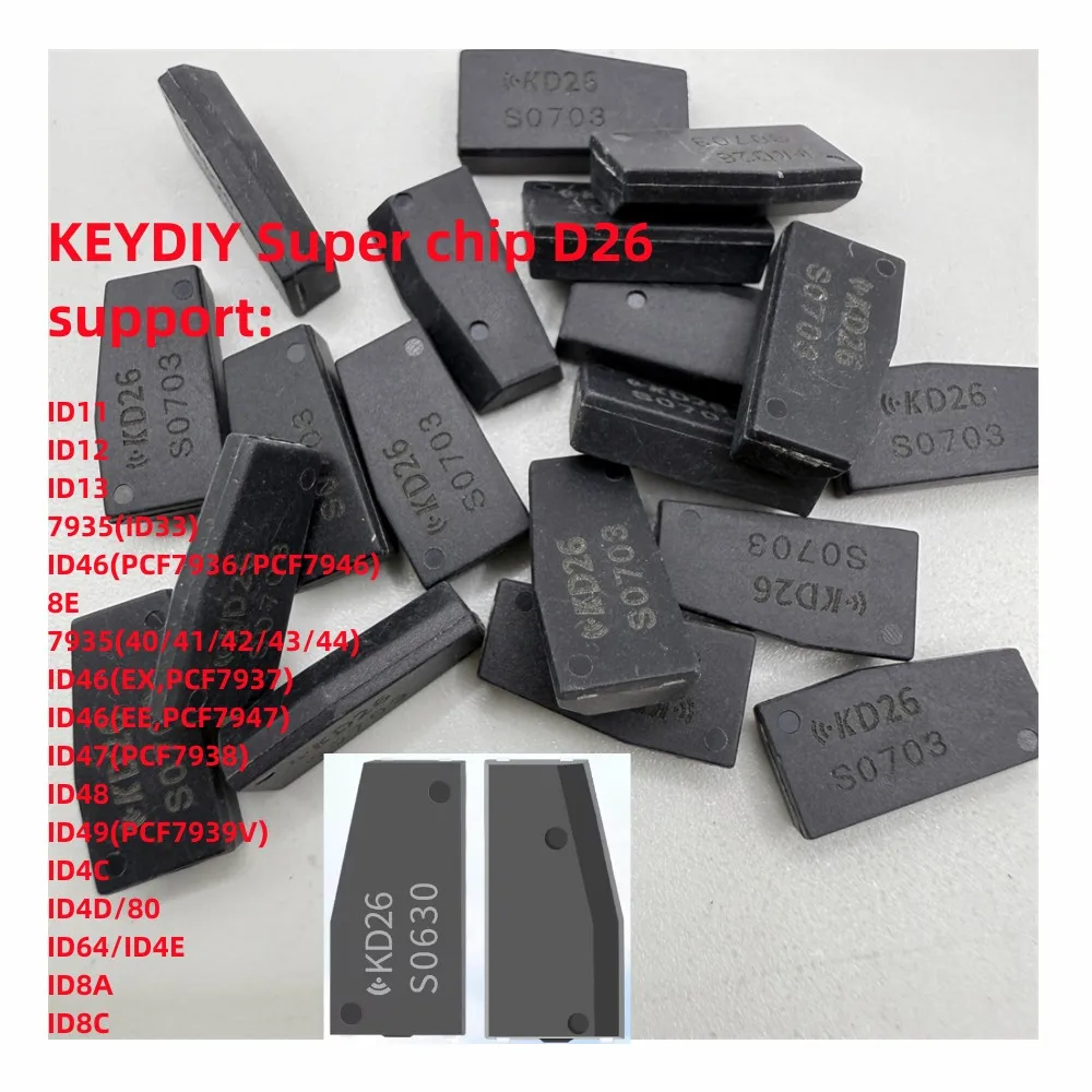 KEYDIY KD Super Chip D26 Unterstützung 7935(ID33) ID46 8E ID8A ID8C Unterstützung 96 Bit 48 Transponder Chips Klon Unterstützung für KD X2 MAX X4 Image