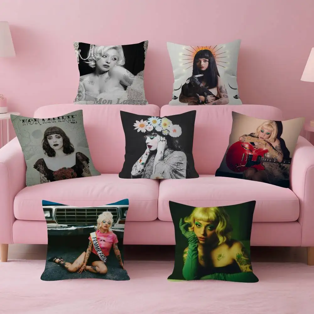 Singer M-Mon Laferte Music Kissenbezug, Auto-Kissenbezug für Sofa, Auto, Weihnachtsgeschenk, 40 x 40 cm, 45 x 45 cm