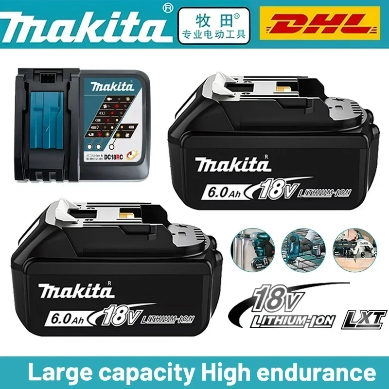 100 % originaler wiederaufladbarer 18-V-6,0-Ah-Akku von Makita, für Makita BL1830 BL1830B BL1840 BL1840B BL1850 BL1850B Elektrowerkzeug-Akku Image