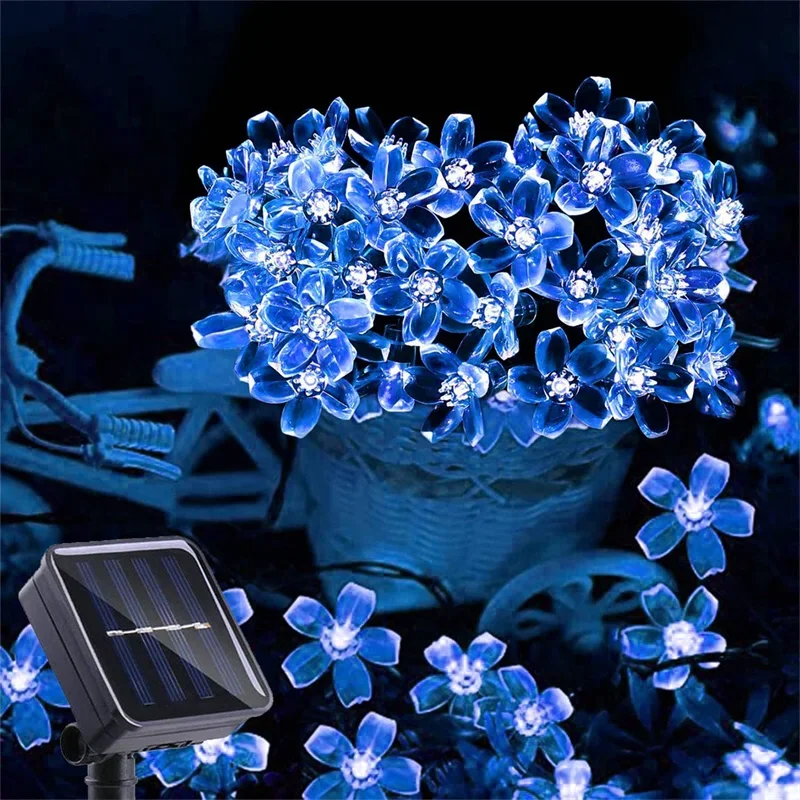 Solar Garten Licht Blume Outdoor Solar Lichterketten Wasserdicht Fee Simulation Blumen Girlanden Lampe Weihnachtsdekoration