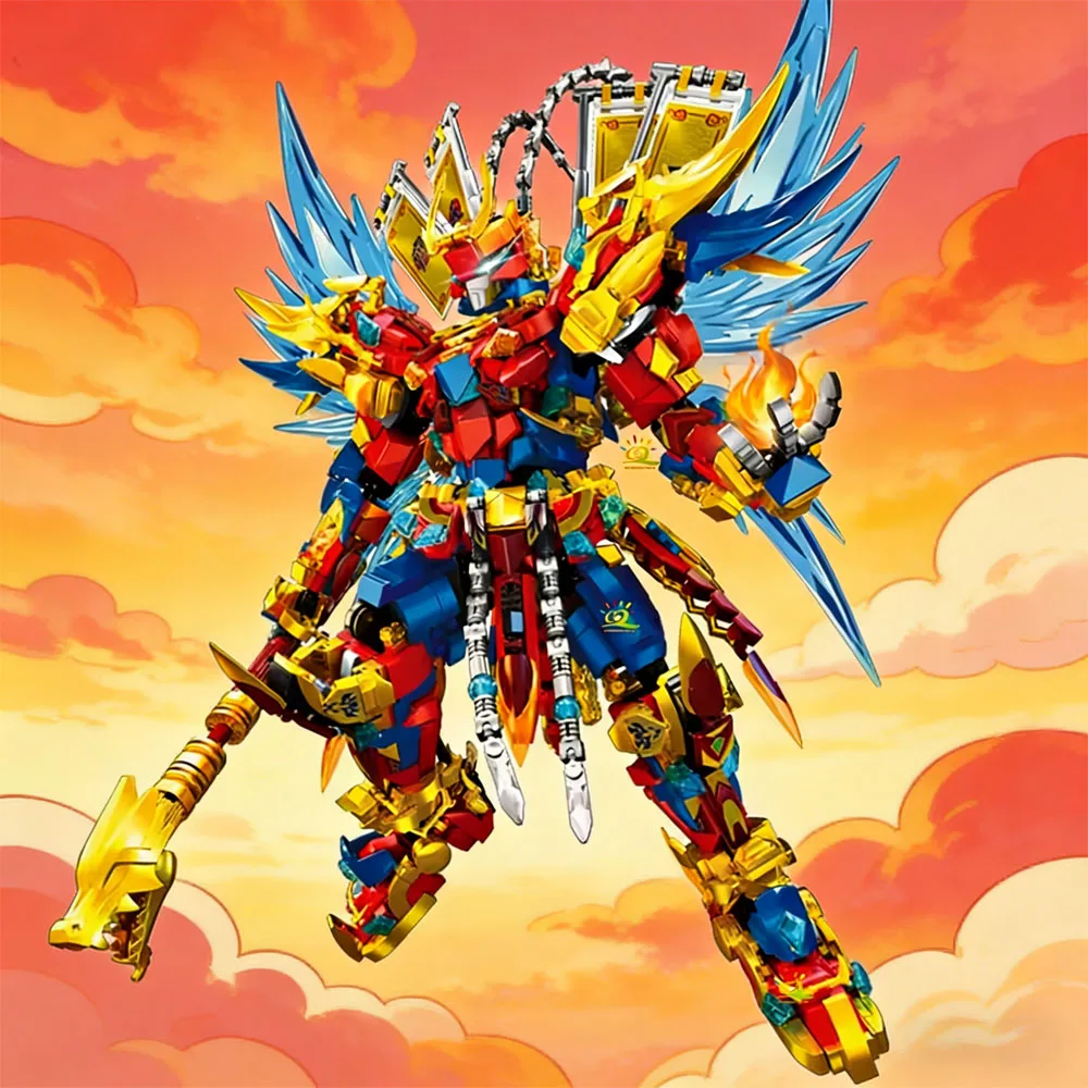 NEU 2026 MOC SunWuKong Krieger-Mech-Roboter Bausteine MOC Chinoiserie Actionfigur Bausteine Kinder Stadt Display Spielzeug Image