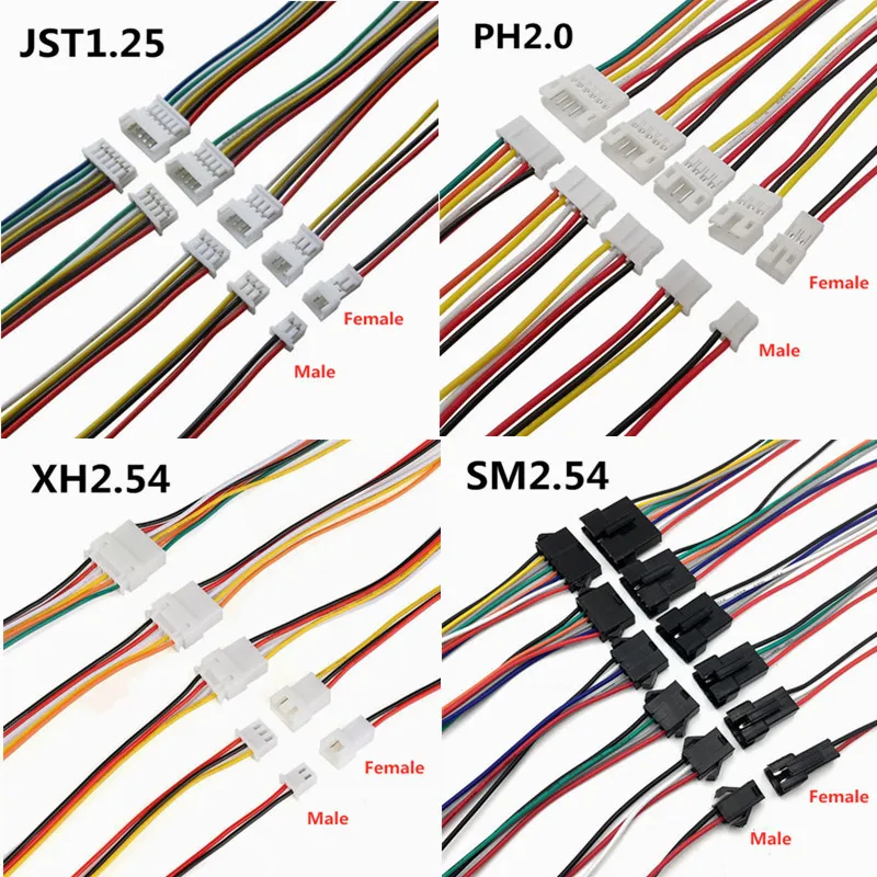 5 paar 2P 3 4Pin JST1,25mm PH 2,0mm XH 2,54mm SM2,5 JST Stecker Weibliche Jack buchse DIY Elektrische Draht Terminal Kabel Stecker Image