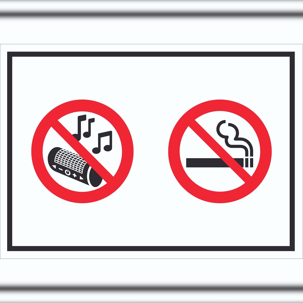 HB-Druck Schild Musik und Rauchen verboten Symbol A4 Rückseite selbstklebend Image
