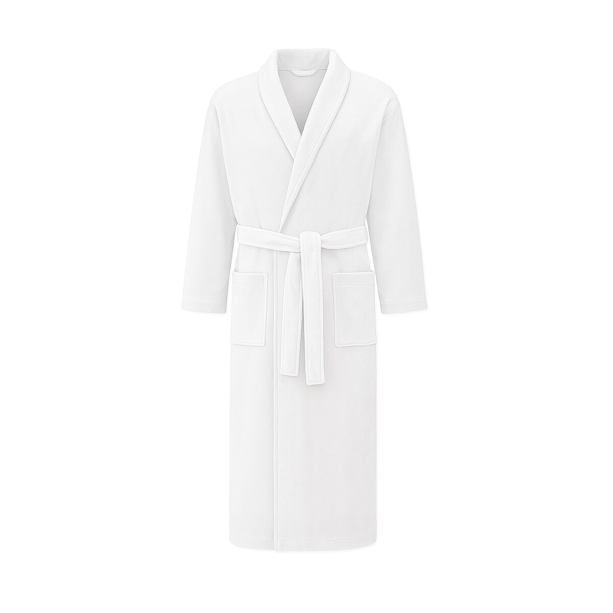 Bademantel mit Gürtel Weiss Größe S Velours Schalkragen unisex Image
