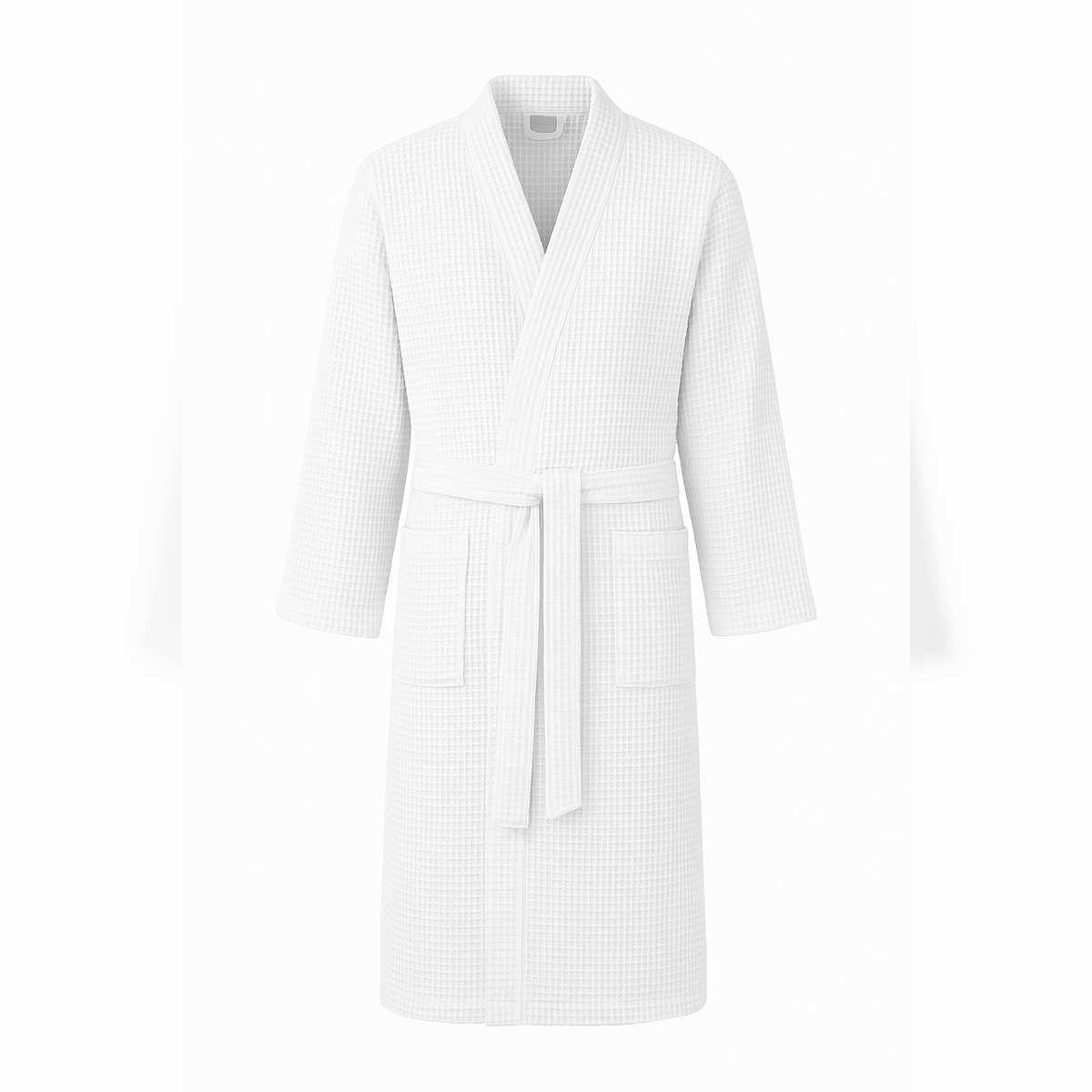 Bademantel inkl. Gürtel Weiss Größe L Waffelpiqué Kimono Style unisex Image