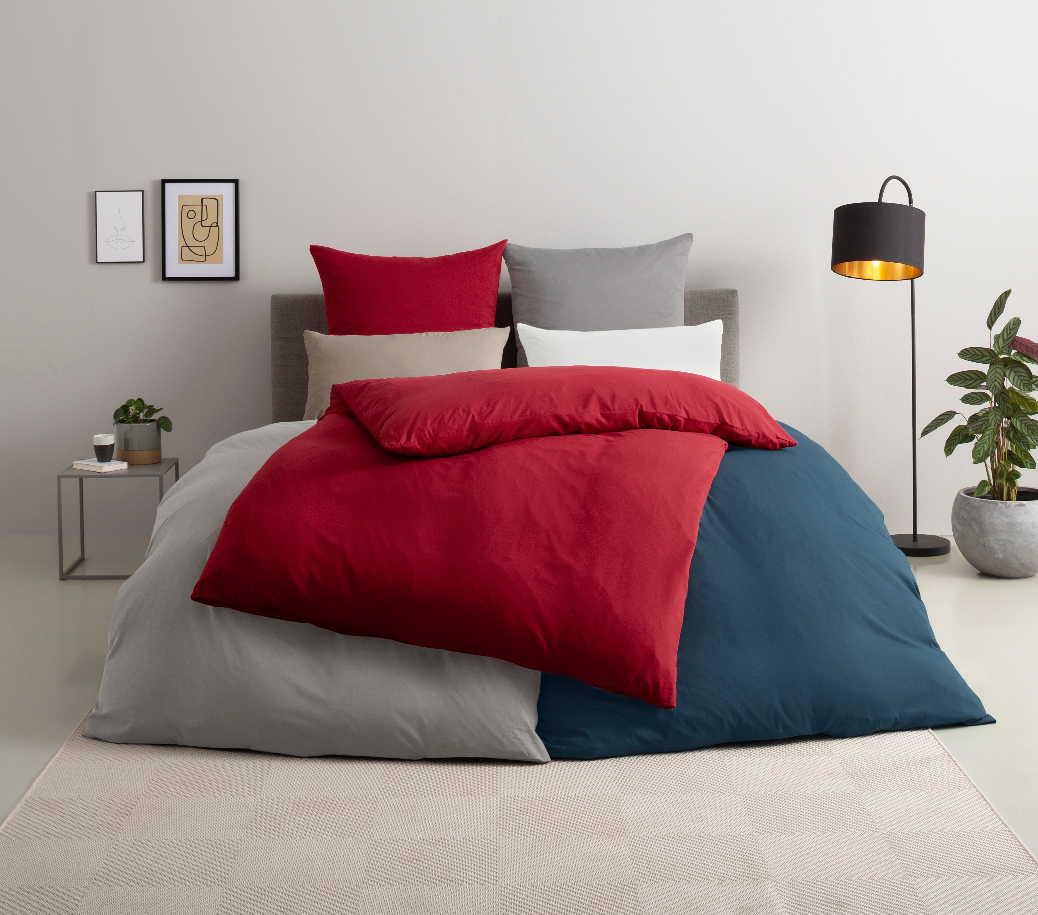 Bettwäsche OTTO HOME "Desner 100% Microfaser, extra weich, allergikerfreundlich", grau, B/L: 135cm x 200cm, 1 Stk., 1 Stk., Microfaser, B/L: 80cm x 80cm, 2, Microfaser, Obermaterial: 100% Polyester, Bettwäsche, Bettwäsche, Premium Qualität, uni,... Image