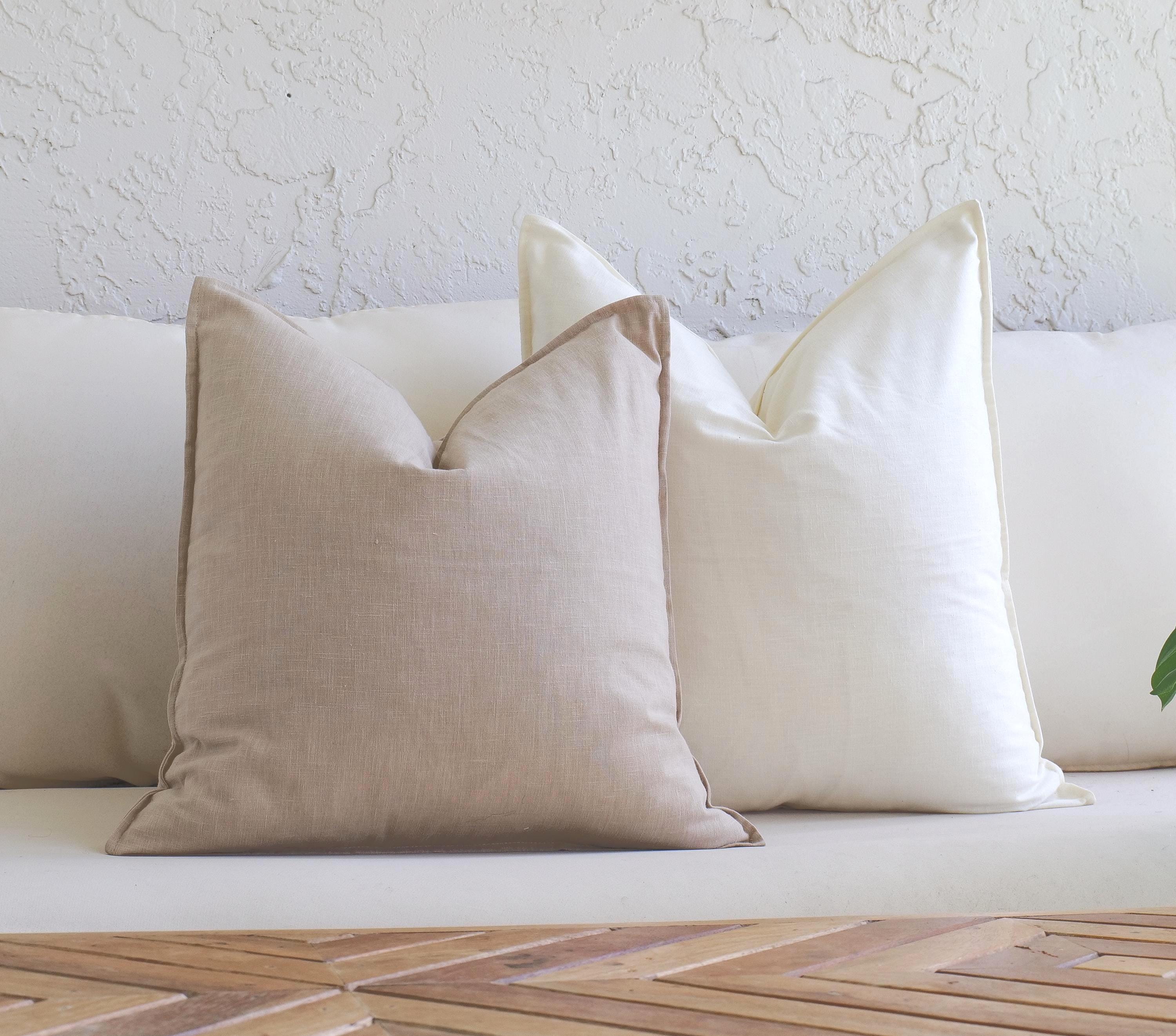 Elfenbein oder Beige Leinen Kissenbezüge, 100% Leinen Kissen, 18x18 oder 20x20, Knopfverschluss, Neutral Bauernhaus Sofa Dekor, moderne Boho Interiors