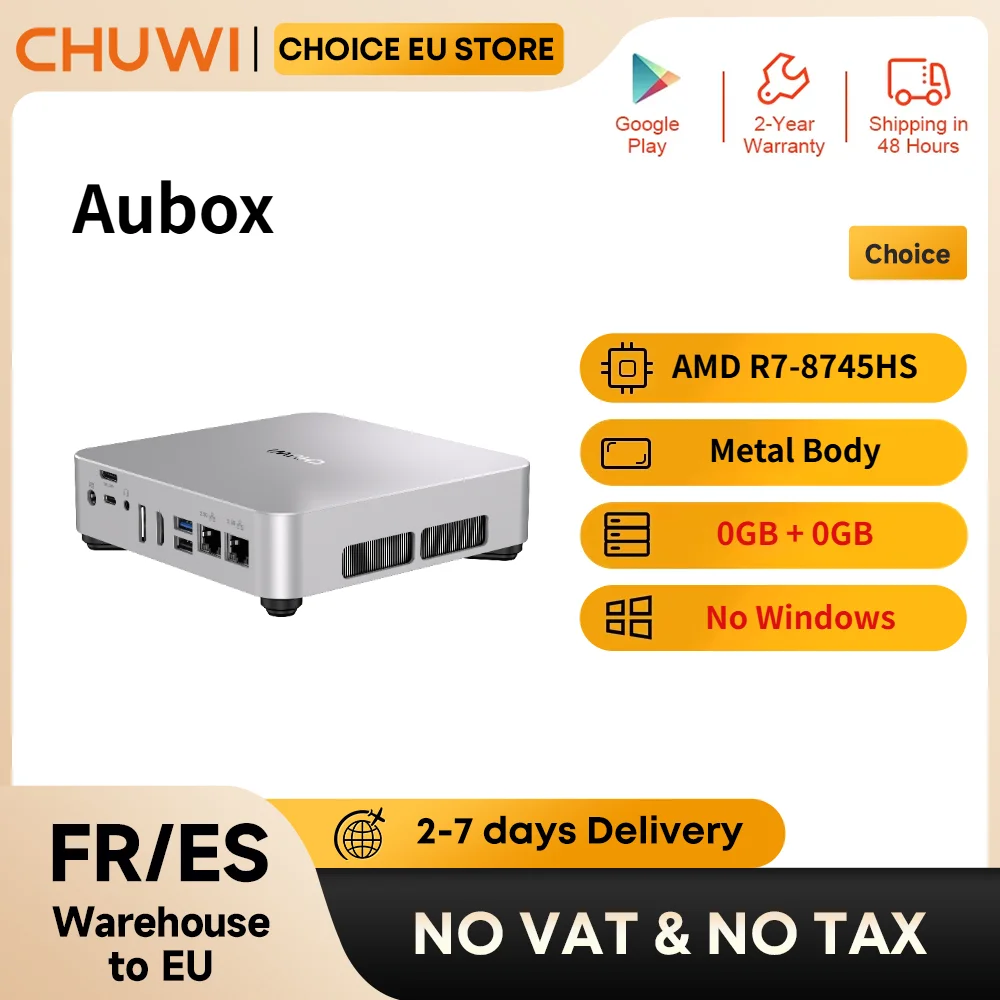 Mini PC CHUWI Aubox AMD Ryzen7 8745HS avec Oculink DDR5, sans RAM, sans ROM, sans OS, ordinateur de jeu de bureau, WiFi 6, BT 5.2