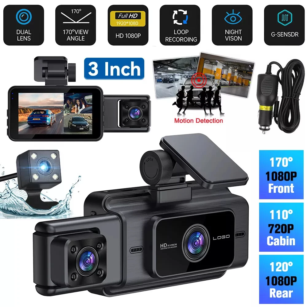 1080P Auto Dvr 3 Camra Dash Cam für Autos Kamera für Fahrzeug Recorder Video Vorne und Hinten Kamera W/IR Nachtsicht Dashcam Image