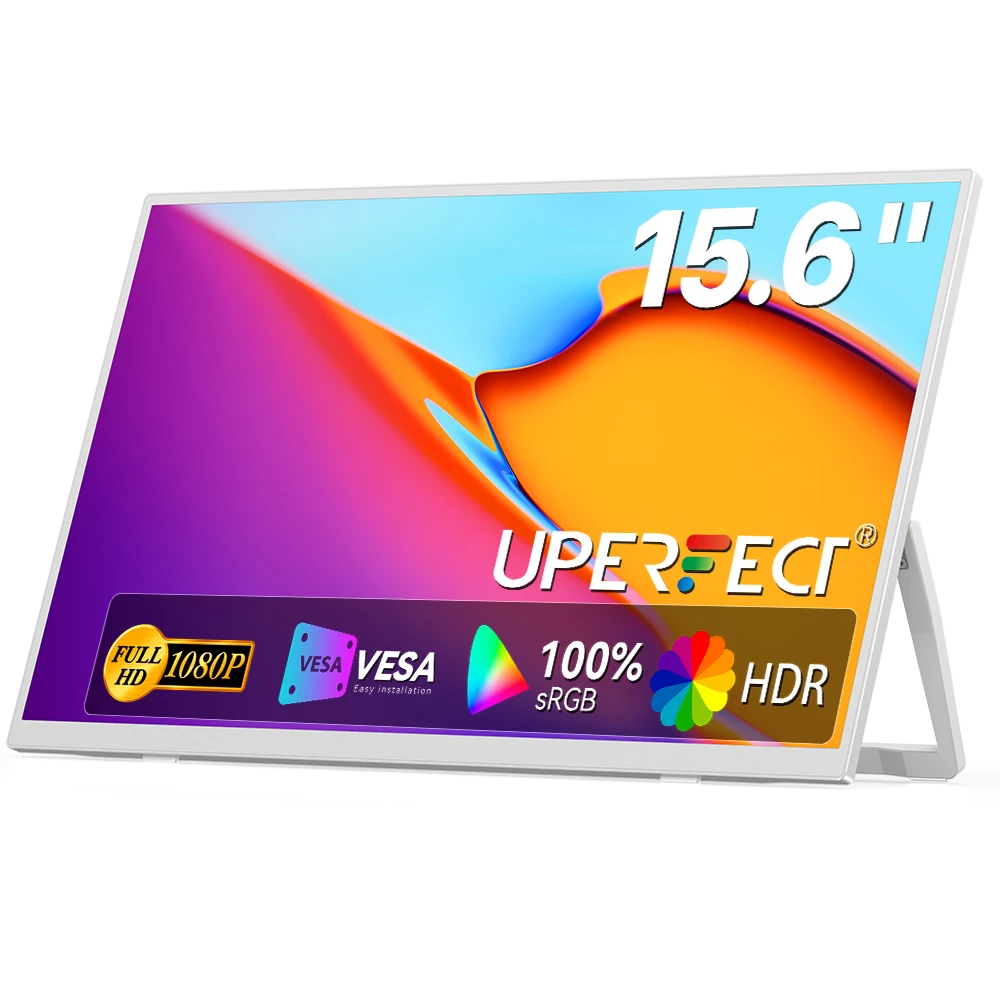 UPERFECT 1920*1080 15,6-Zoll tragbarer Monitor 60Hz mit Rückständer für Laptop, Xbox, PS4/5, Switch, TV-Box, Handy, PC, Mac, iPhone Image