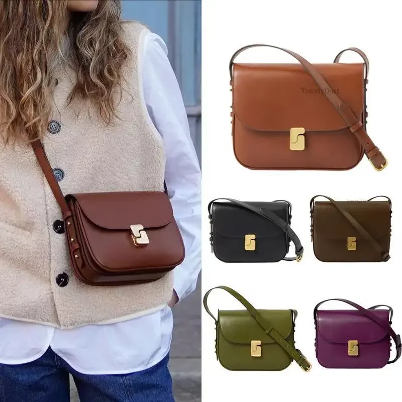 Sac à bandoulière en cuir véritable pour femmes, sac à bandoulière de luxe de styliste, sacs carrés classiques