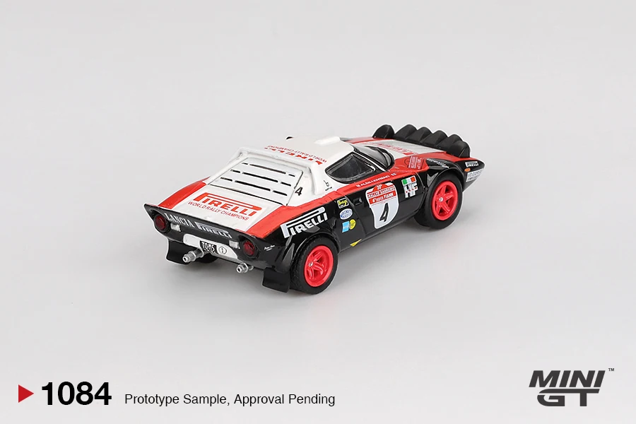 **Vorbestellung** MINIGT 1:64 Lancia Stratos HF # 4 1978 Rally Sanremo Sieger Diecast Modellauto Image