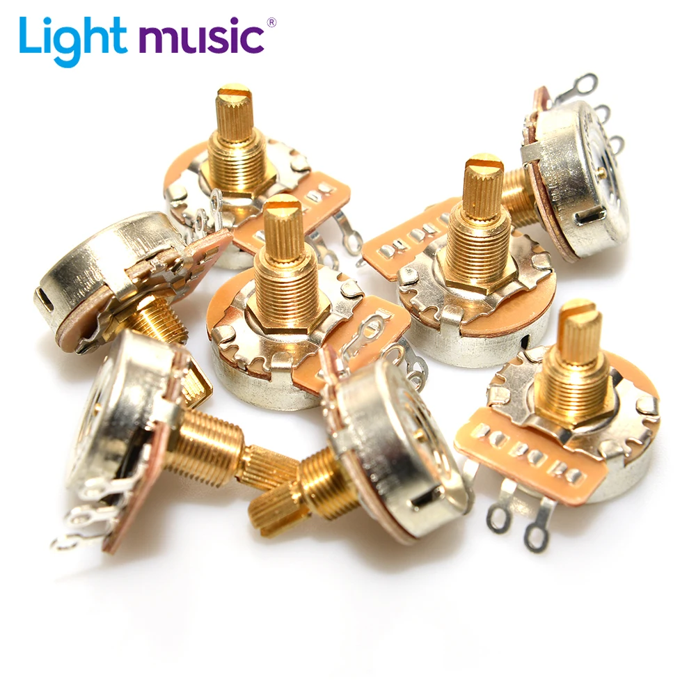 10PCS 250K 500K Gitarre Potentiometer Messing 3/8 "Kurz Welle 24-Zahn Töpfe 15,5mm für Gitarre Teile Image