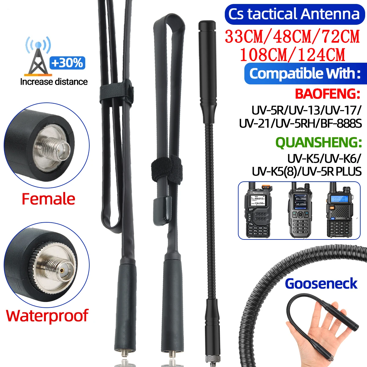 CS Taktische Antenne SMA-Buchse Dual Band VHF UHF 144/430 Mhz Faltbar Für Walkie Talkie Baofeng UV-13PRO UV-5R Quansheng Image