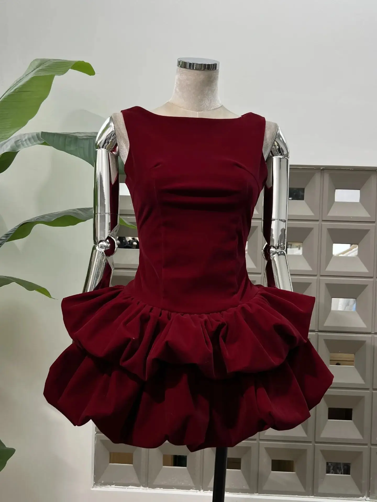 Herbst Neue Mode Sexy Luxus Samt Blase Saum Tiered Kleider Petite frauen Geburtstag Party Cocktail Ballkleid Abendkleid