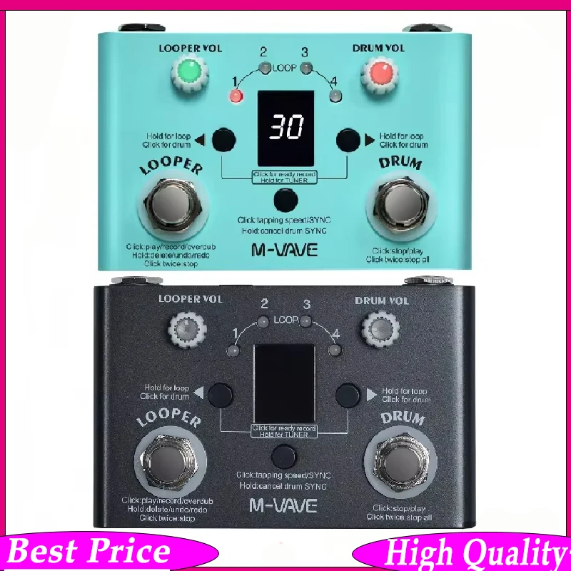 M-VAVE E-Gitarren-Multifunktions-Effektpedal Mini 2-in-1 Looper-Pedal Effektor Präzisions-Tuner Lost Tempo Drum Machines Image