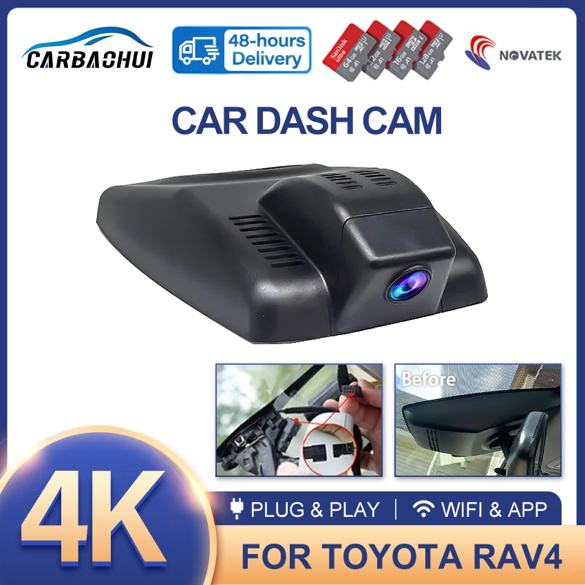 4k Plug & Play Wifi Auto DVR für Toyota Rav4 xa40 xa50 2024,Dual-Objektiv mit & App-Steuerung 4k Dashcam Image