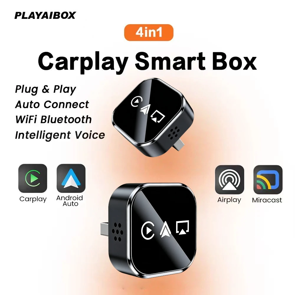 4-in-1 Kabelloser Carplay-Adapter Android Auto Connect Airplay Mirror Link Screen Plug-and-Play Bluetooth für Apple und Android Image