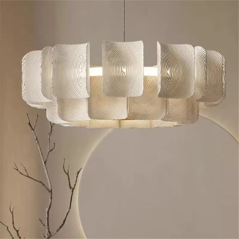 Wabi Sabi führte große Kronleuchter Schlafzimmer minimalist ische weiße Acryl lampe Esszimmer Wohnzimmer Hotellobby Hängelampe Leuchte