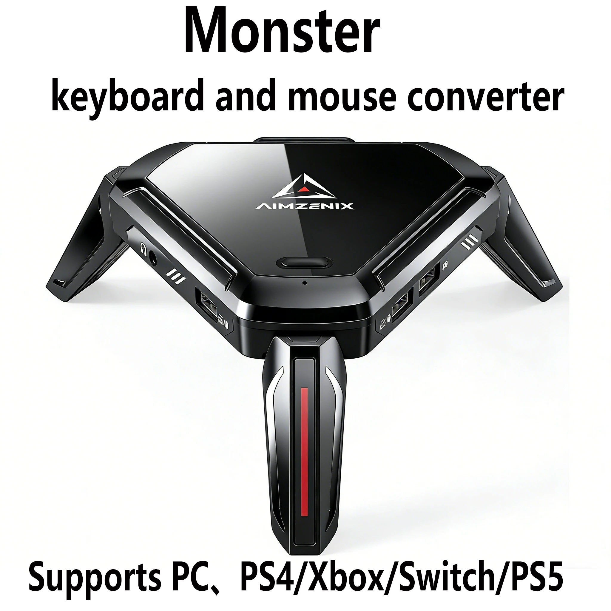 AIMZENIX AX600 MONSTER Pro Keyboard & Mouse Adapter for PS5/PS4/Xbox Series X|S/Xbox One/Switch - Supports 3.5mm Headset & Mobil