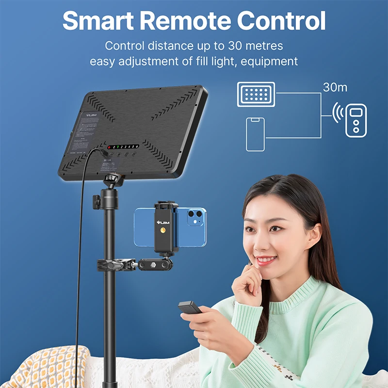 VIJIM K20 Pro Desktop-LED-Panel-Leuchten, Fülllicht mit Super-Klemme, verlängert Ständer für Live-Stream, Youtube, Fotografie, Studio-Lampe Image